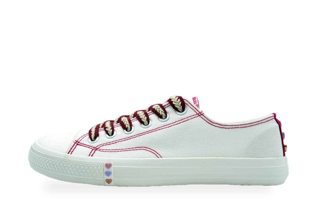 Girls' White Sneaker with Heart Lace Detail - view 1