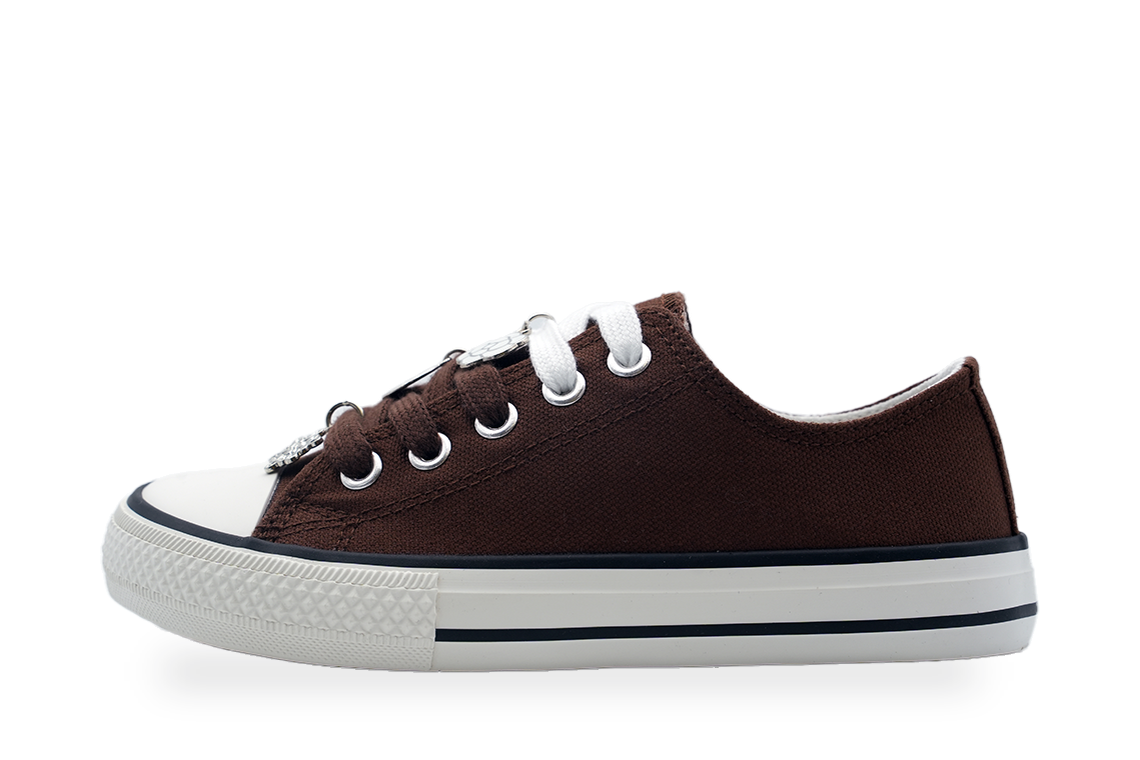 Girls' Brown Low-Top Sneaker with Charm Lace - view 1
