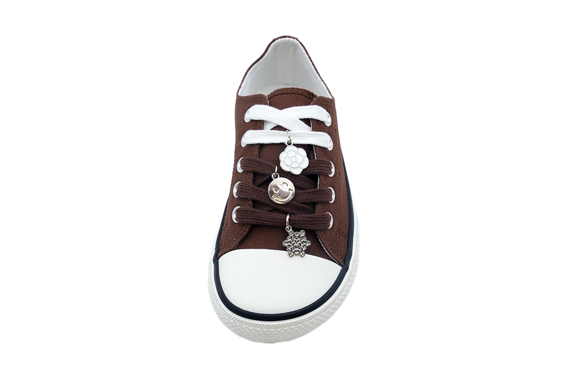 Girls' Brown Low-Top Sneaker with Charm Lace - view 2