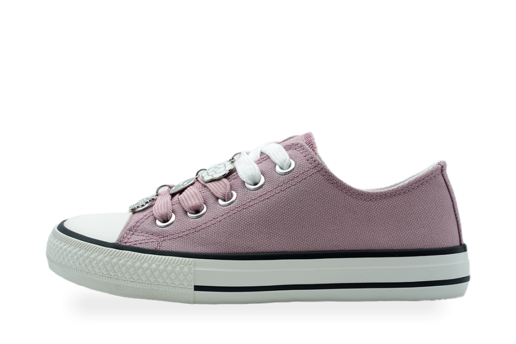 Girls' Mauve Low-Top Sneaker with Charm Lace - view 1
