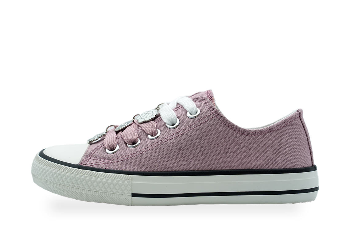 Girls' Mauve Low-Top Sneaker with Charm Lace - view 1