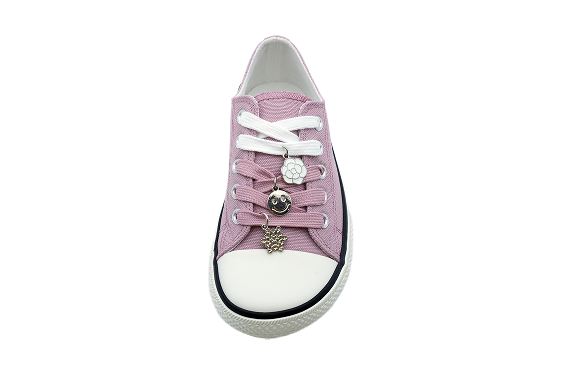 Girls' Mauve Low-Top Sneaker with Charm Lace - view 2
