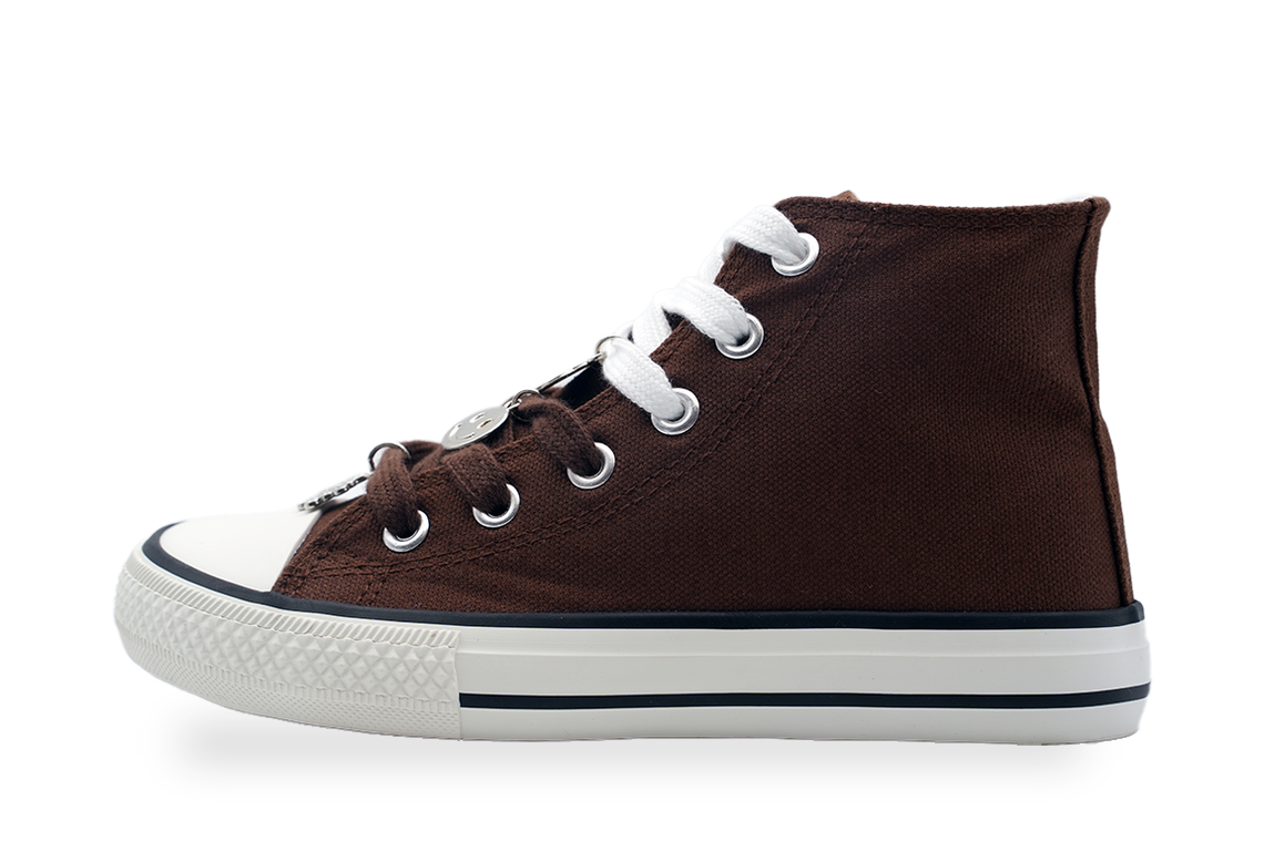 Girls' Burgundy High-Top Canvas Sneaker - view 1
