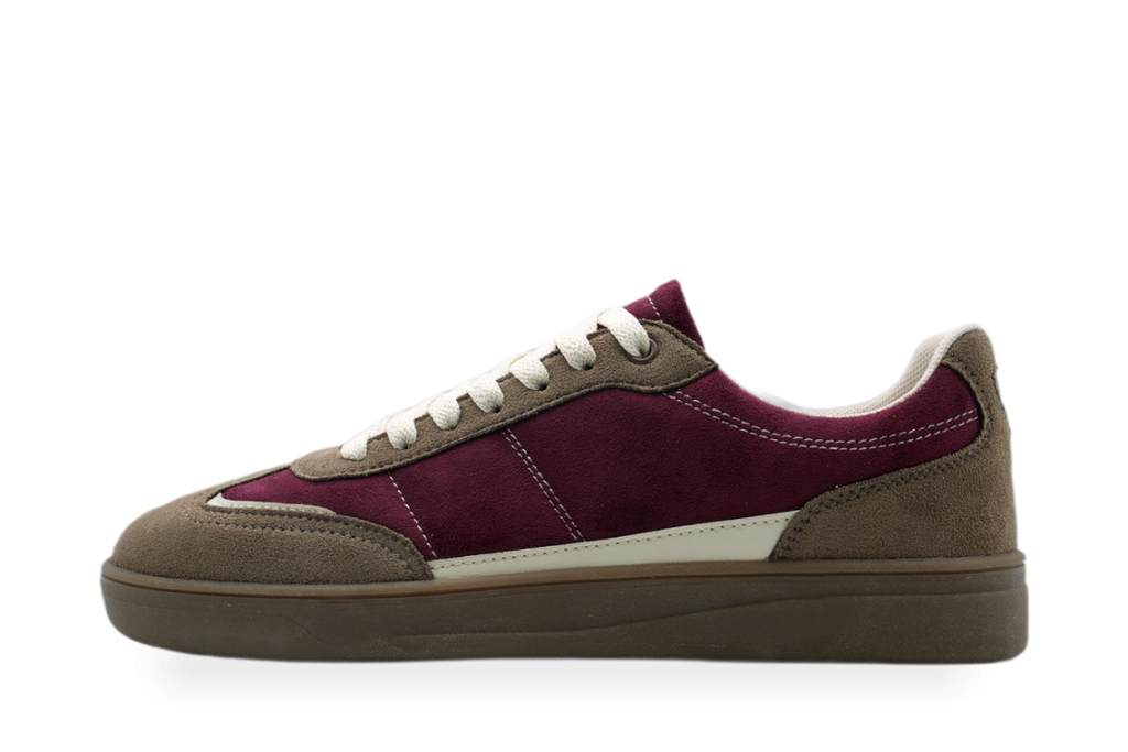 Burgundy & Khaki Two-Tone Retro Sneaker