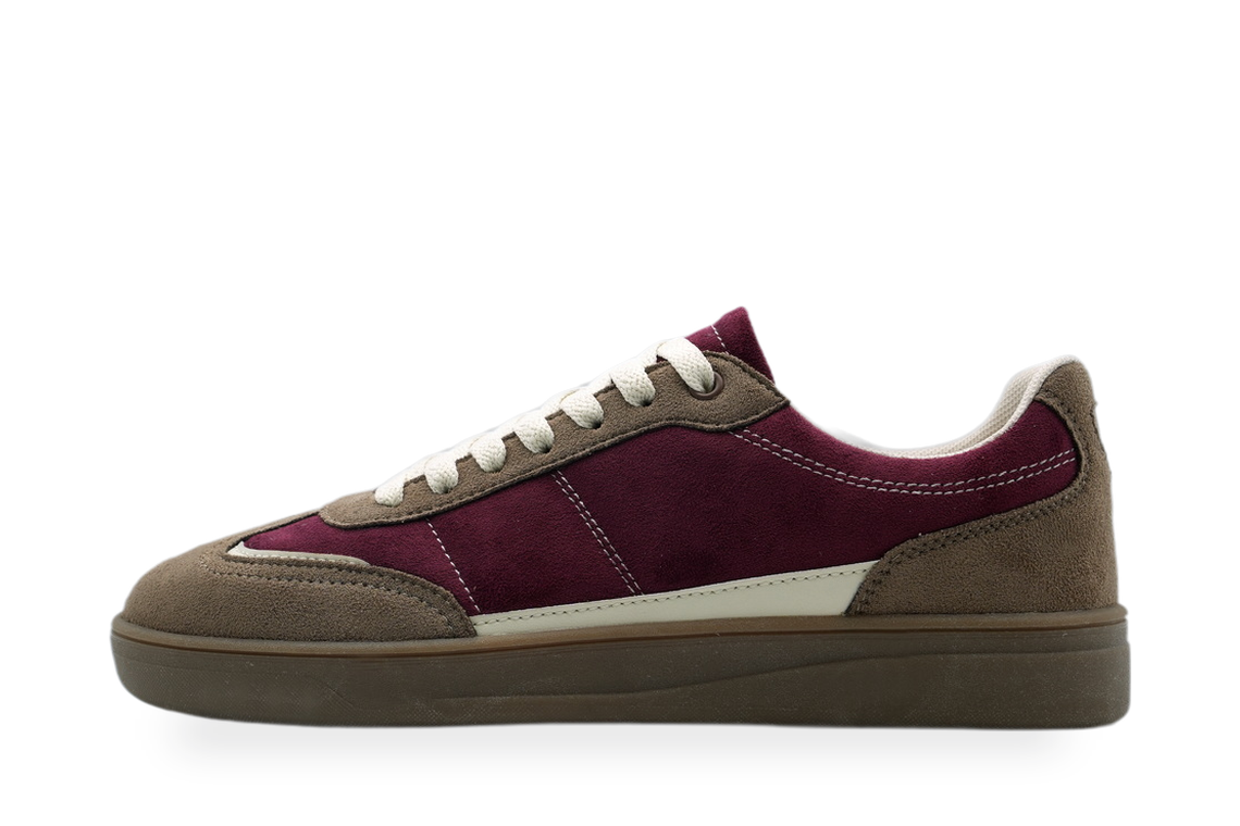 Burgundy & Khaki Two-Tone Retro Sneaker