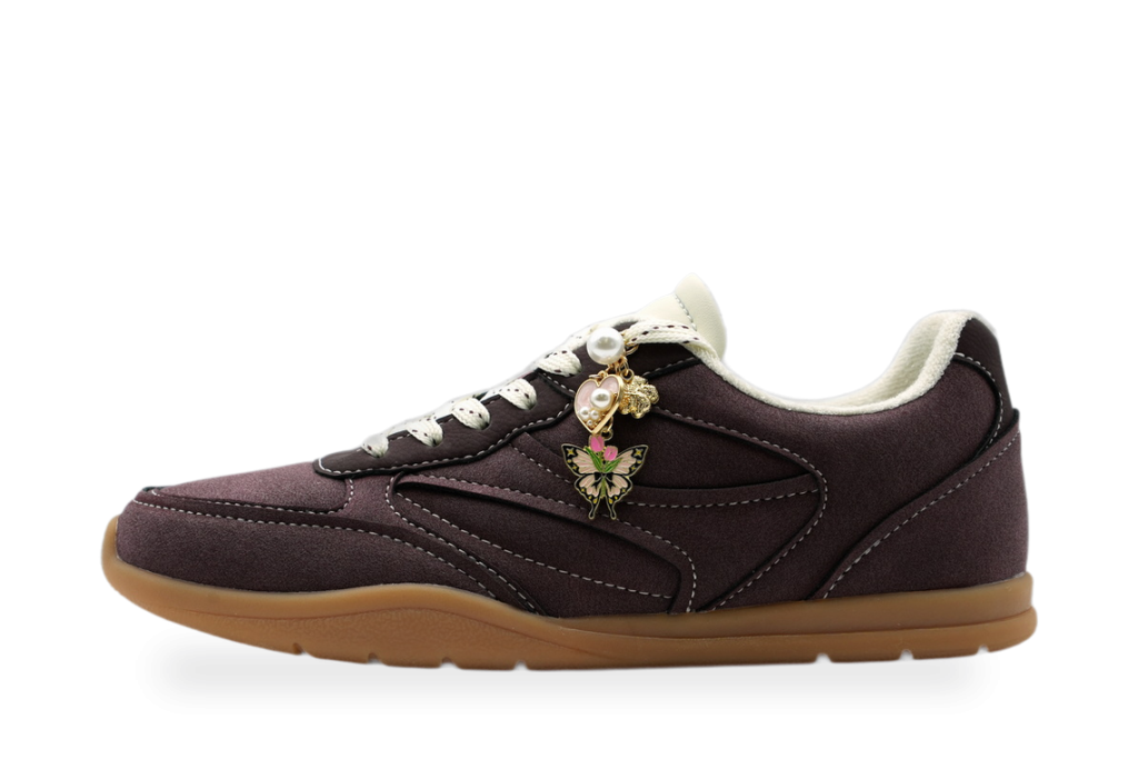 Plum Retro Sneaker with Charm Detail