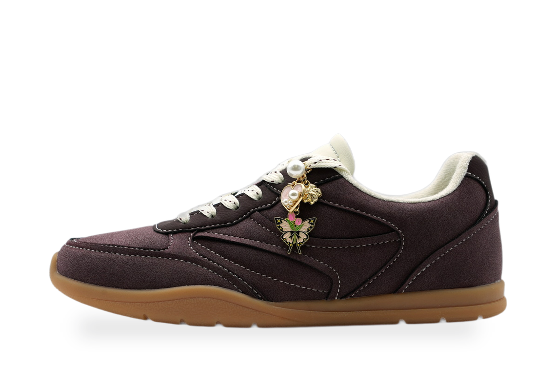 Plum Retro Sneaker with Charm Detail