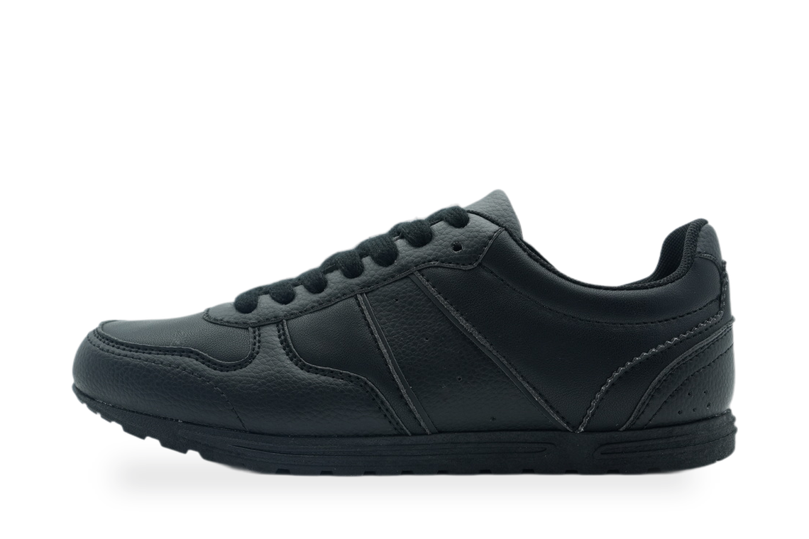 Black Leather Retro Sneaker