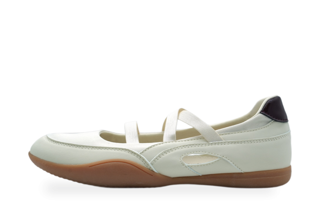 Cream Elastic-Strap Flat