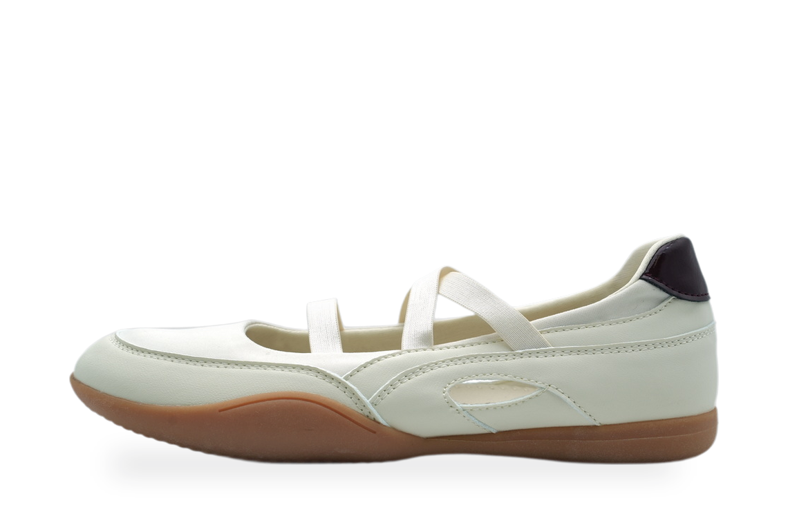 Cream Elastic-Strap Flat