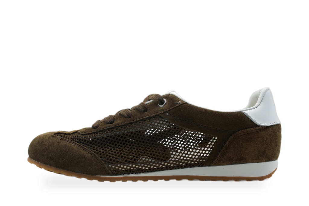 Olive Suede Mesh Retro Sneaker