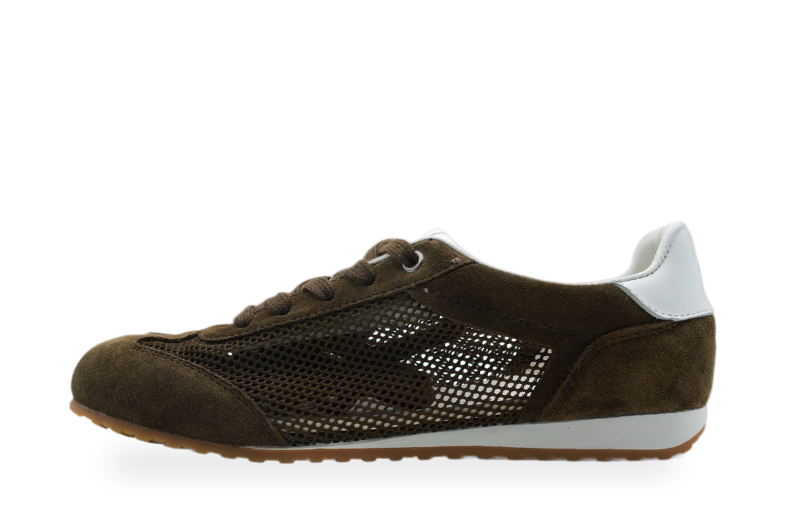 Olive Suede Mesh Retro Sneaker