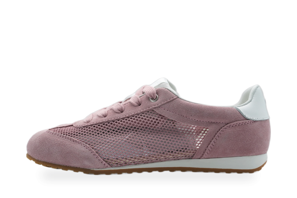 Pink Suede Mesh Retro Sneaker