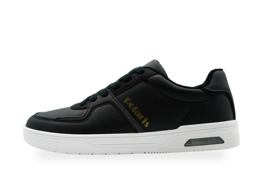 Black Leather Court Sneaker