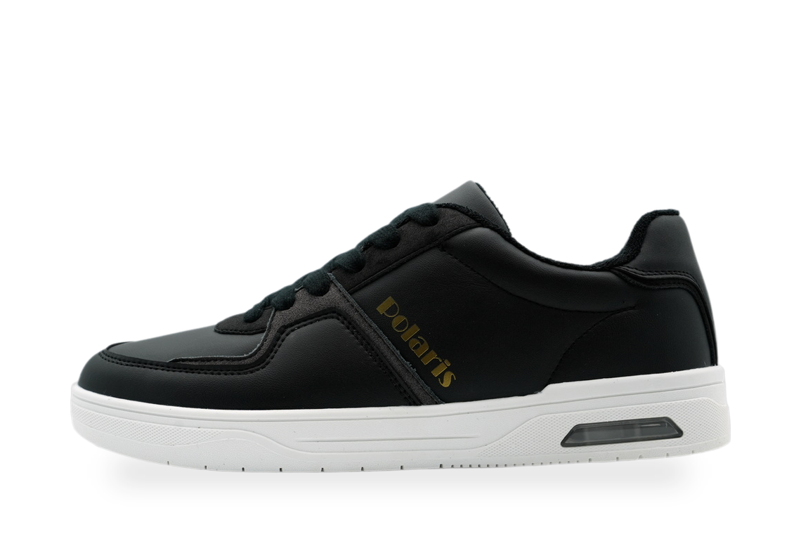 Black Leather Court Sneaker