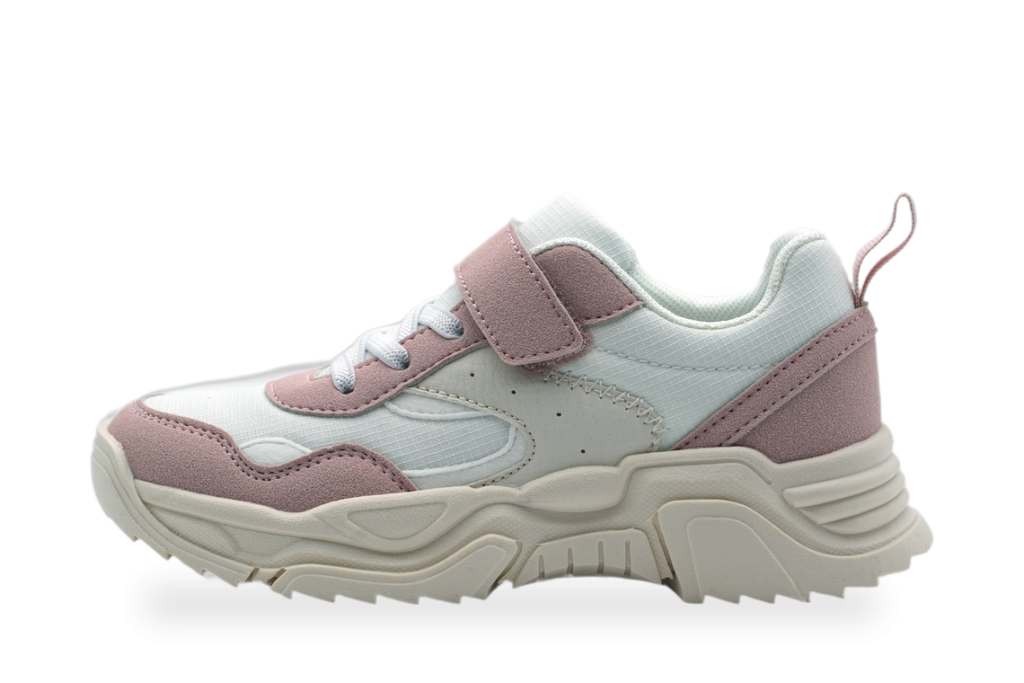 Girls' White & Pink Chunky Sneaker