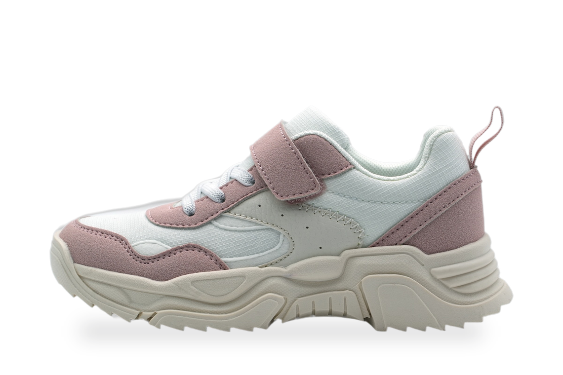 Girls' White & Pink Chunky Sneaker