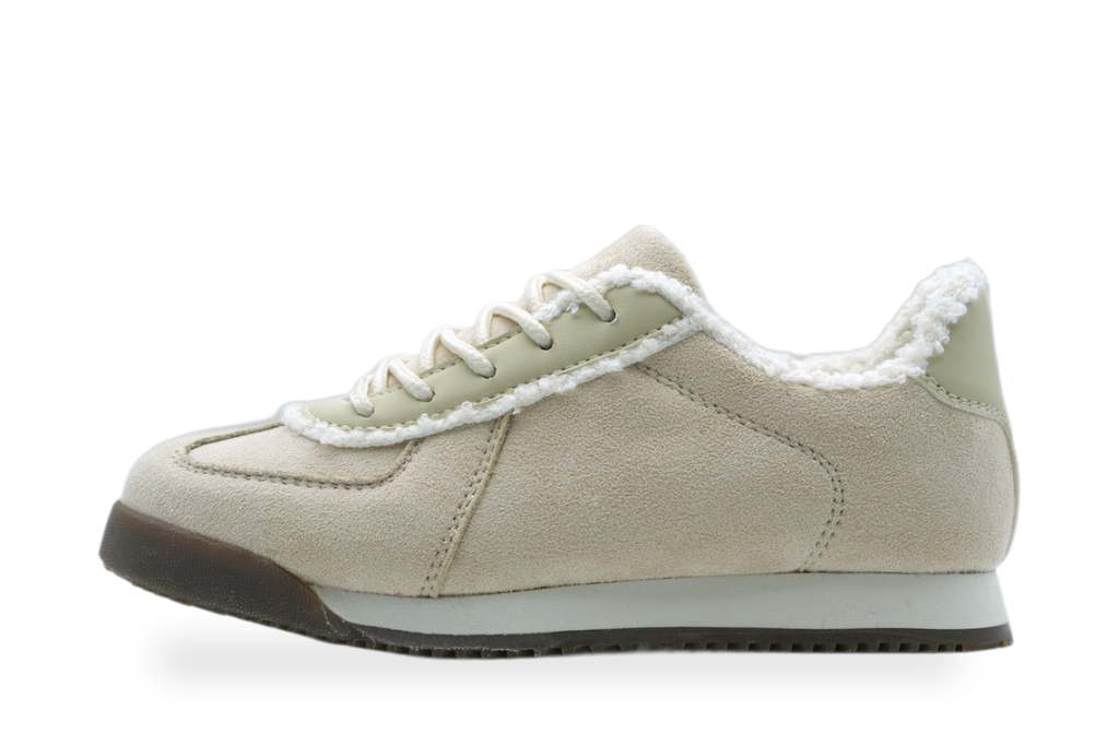 Kids' Beige Shearling-Lined Winter Sneaker